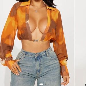 Tahiti Blouse Top - Brown/Combo